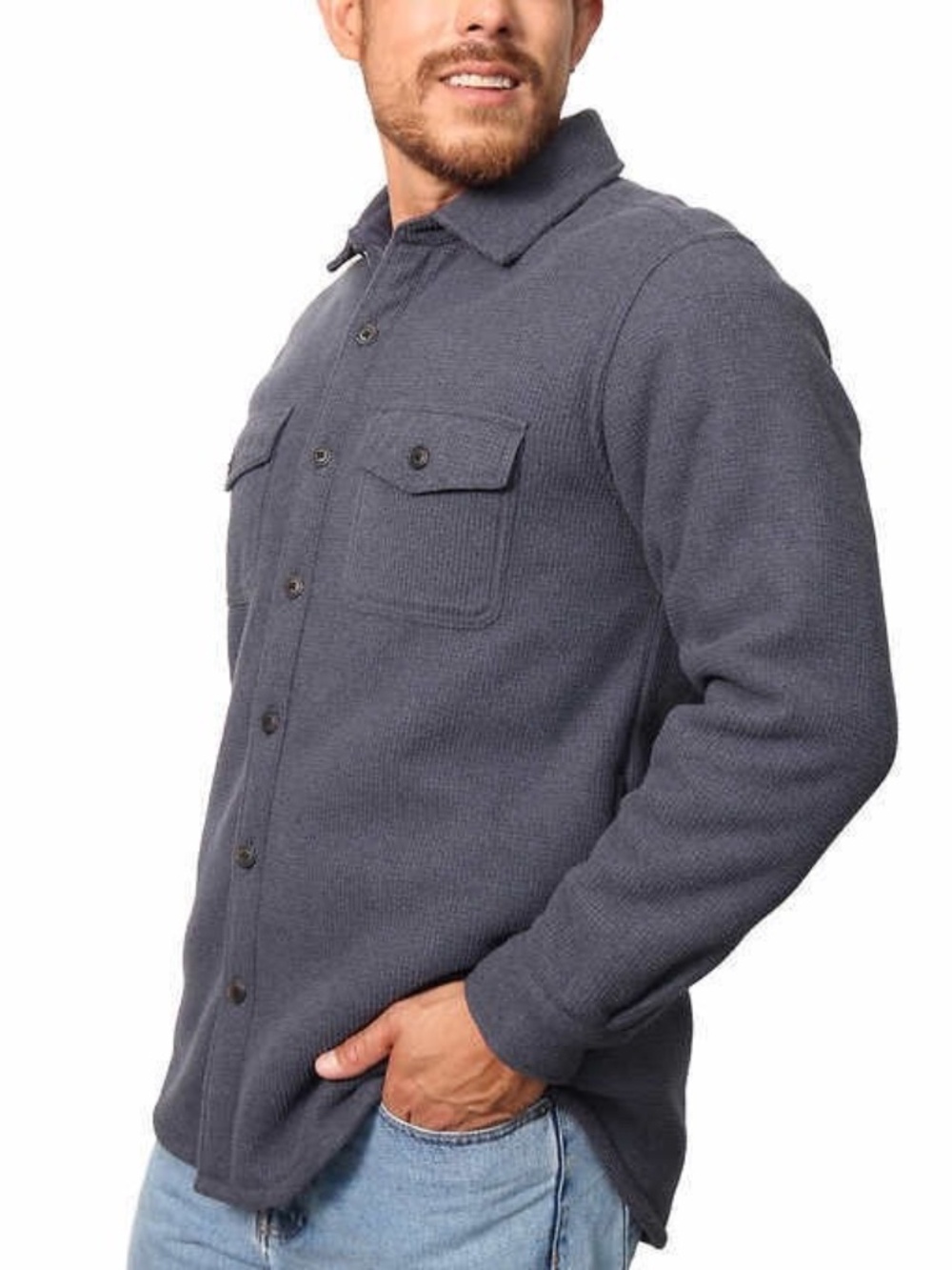 NWOT- FREEDOM FOUNDRY Gray Blue plush sherpa-lined shirt jacket Size XL